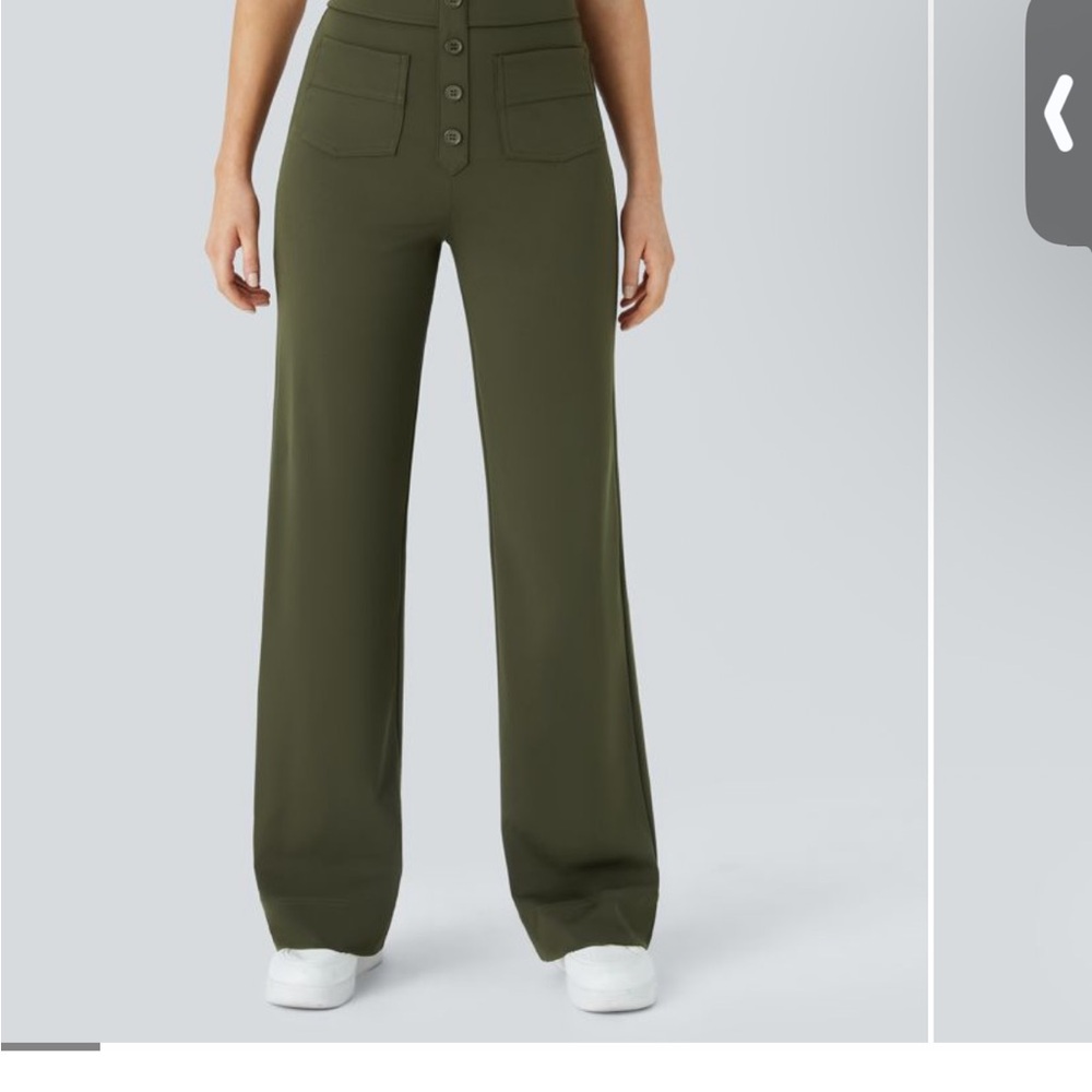 NWOT HALARA Forest Green Wide-Leg Pants